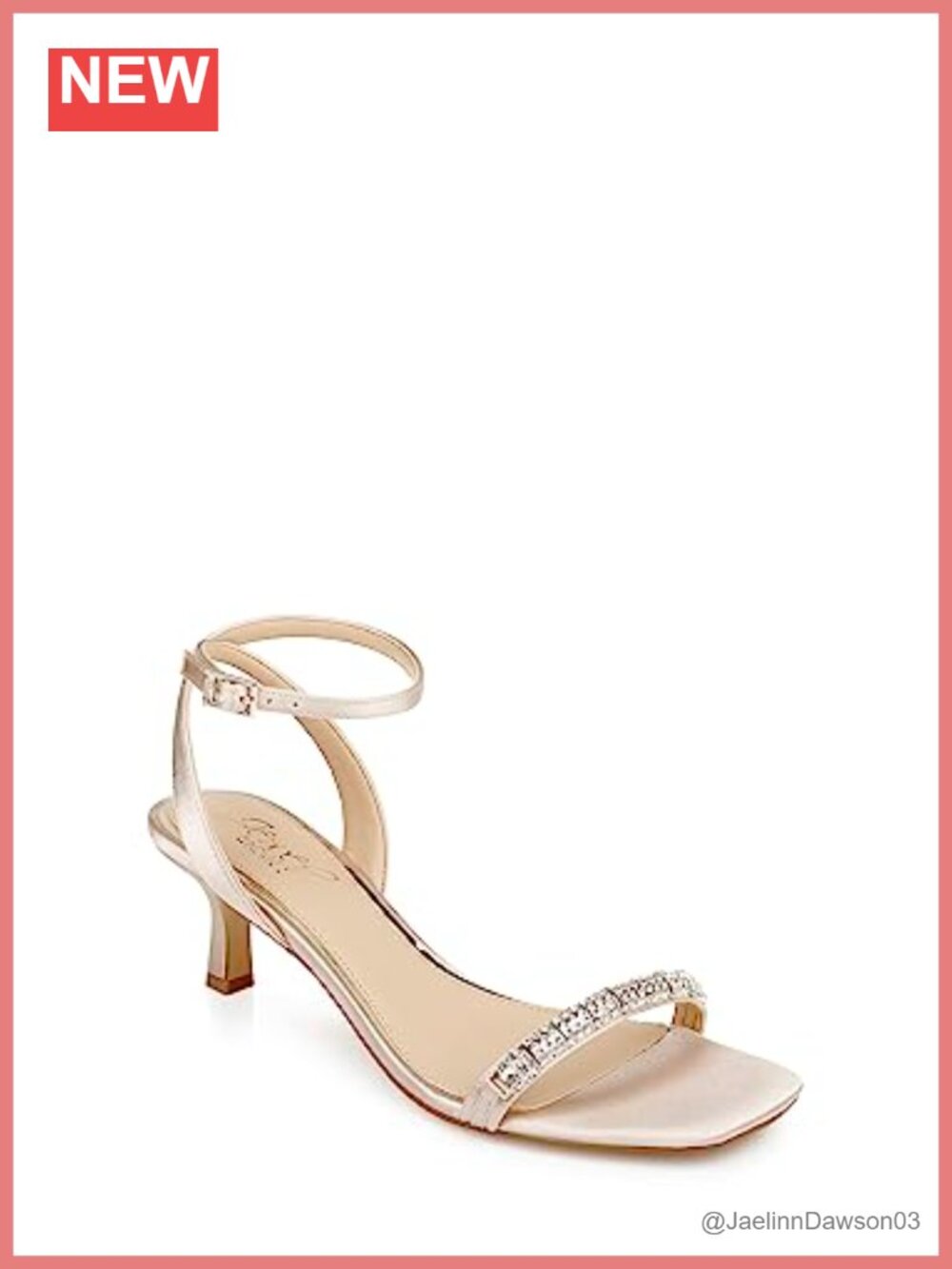 Jewel Badgley Mischka Charisma Kitten Heel Open Toe Ankle Strap Sandal Satin